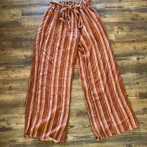 Art & Ephect Boho Cream and Orange Striped Wide Leg Pants Sz Sm